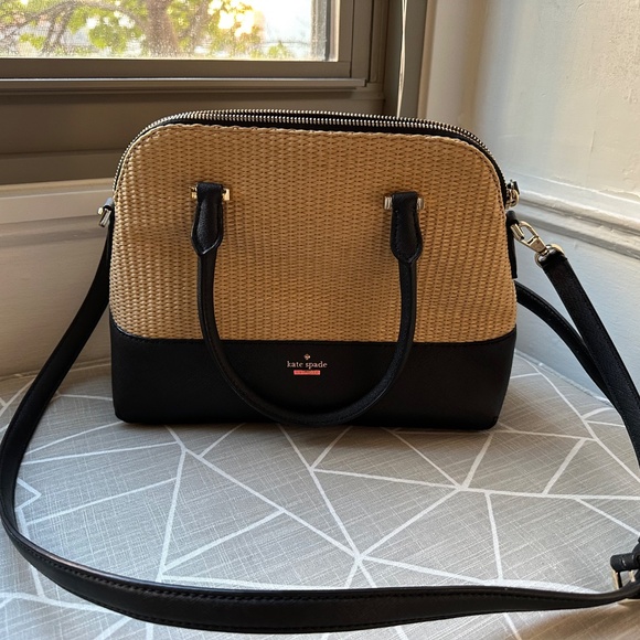 Kate Spade two-toned straw top handle purse - Picture 4 of 7